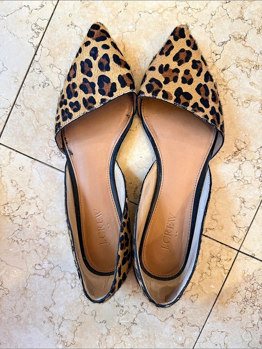 J.Crew Zoe Leopard Calf Hair d'Orsay Flats